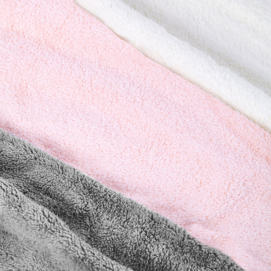 Microfiber Hair Turban (3-Pack) – Super Absorbent Hair Towels for Quick Drying, Anti-Frizz, and Gentle Care - White/Pink/Gray