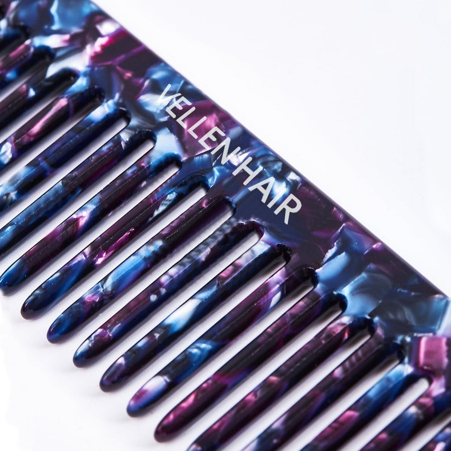 Vellen Hair 5.9-Inch Cellulose Acetate Wide-Tooth Comb – The Ultimate Detangling Solution for Smooth, Healthy Hair - Black