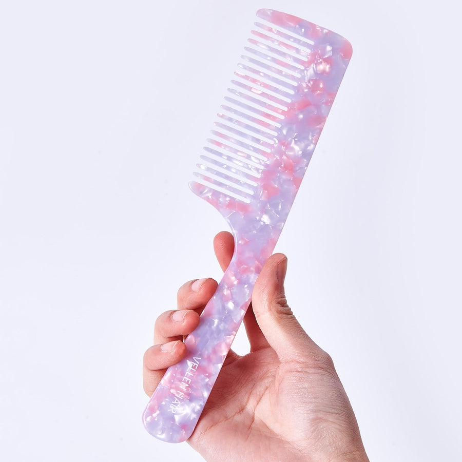 Vellen Hair 3-Piece Comb Set | Gentle Detangling in 3 Sizes – Includes Travel Comb & Tortoiseshell Design - Pink