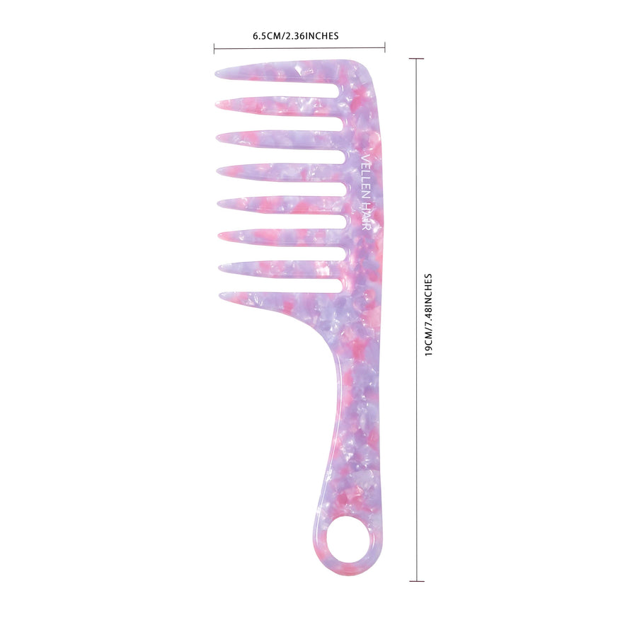 Vellen Hair 3-Piece Comb Set | Gentle Detangling in 3 Sizes – Includes Travel Comb & Tortoiseshell Design - Pink