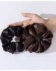 Luxurious Satin Hair Scrunchies by Vellen Hair - Dark Chocolate