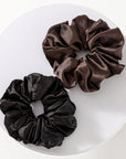 Luxurious Satin Hair Scrunchies by Vellen Hair - Dark Chocolate