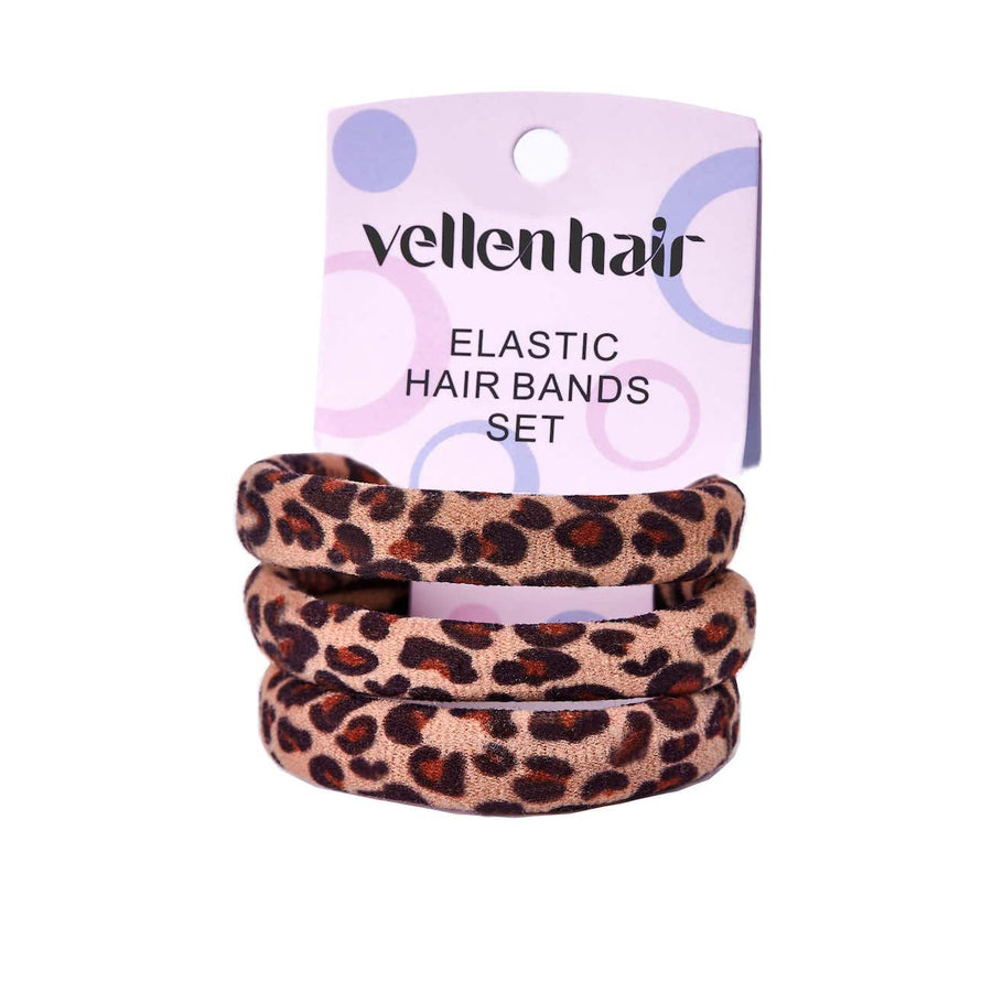Durable & Stylish Elastic Hair Bands – 3-Pack - Leopard - Brown