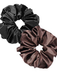 Luxurious Satin Hair Scrunchies by Vellen Hair - Dark Chocolate