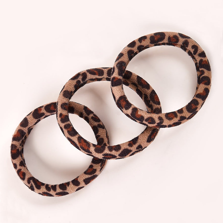 Durable & Stylish Elastic Hair Bands – 3-Pack - Leopard - Brown