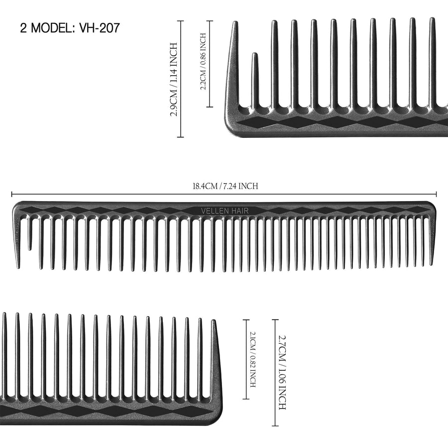 Vellen Hair® Ultimate Cutting Combs 5 Different Sizes - Black
