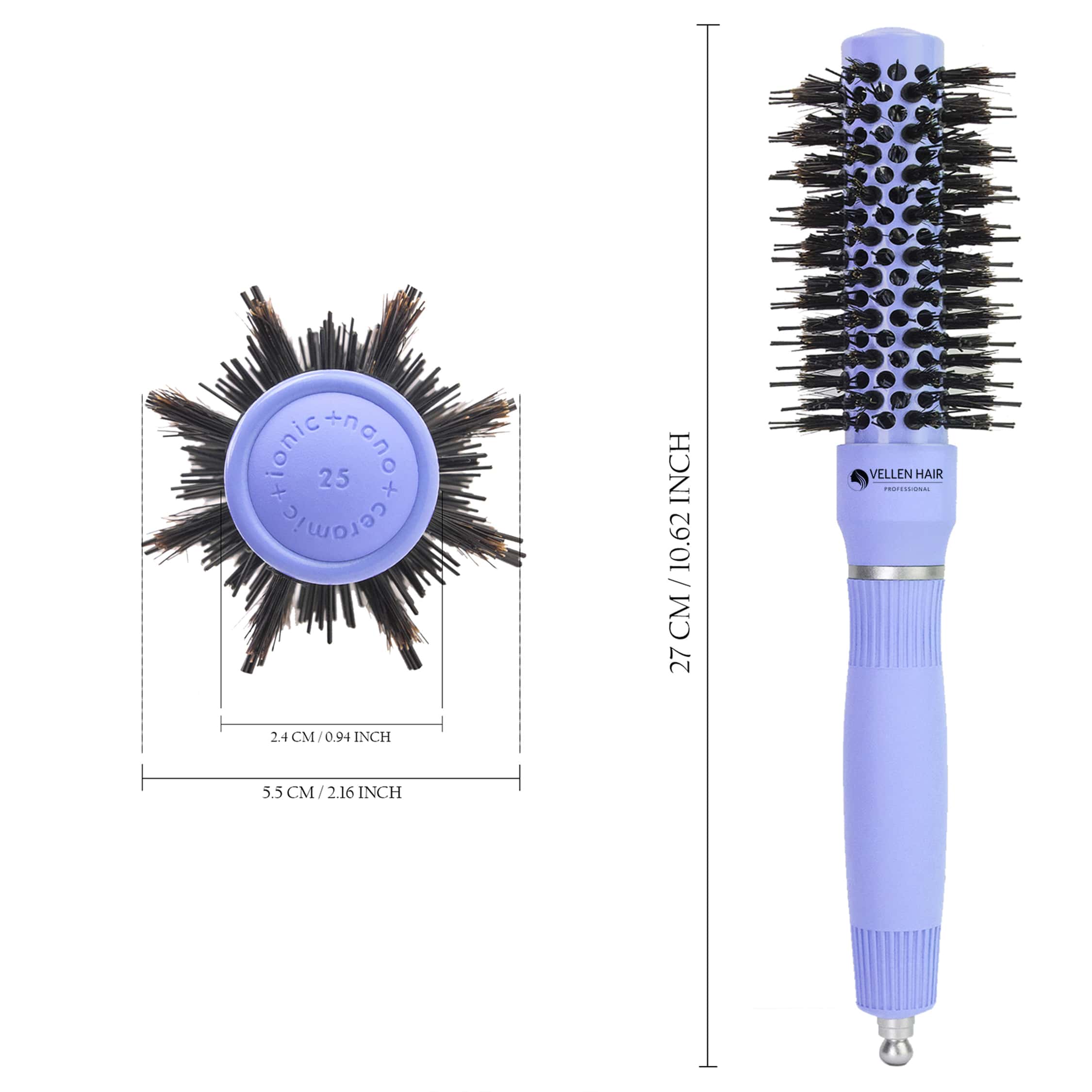 Ceramic/Ionic Round Hairbrush 1 inch / 25 mm - Violet