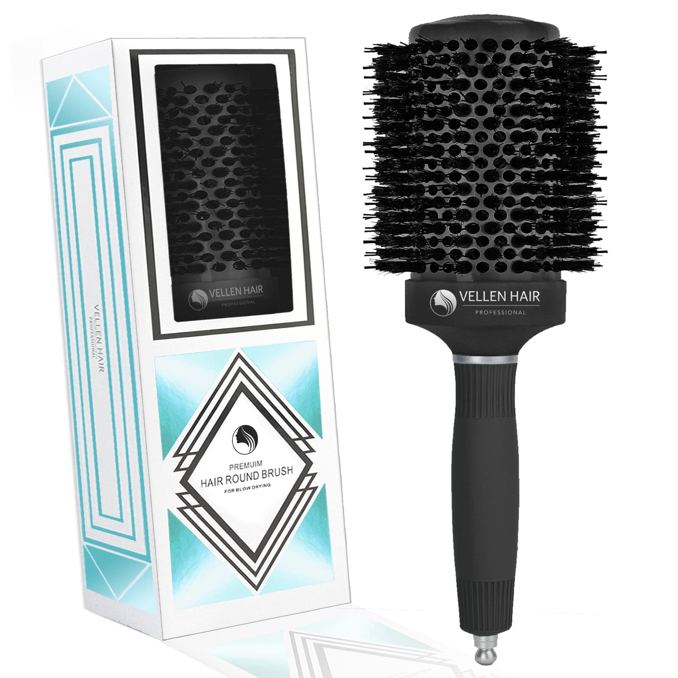 Vellen Hair Ceramic Round Hairbrush 2 inch / 53 mm - Black