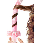 Vellen Hair Satin Heatless Curling Set - Overnight Curlers for No Heat, Soft, Voluminous Curls - Pink Bubble