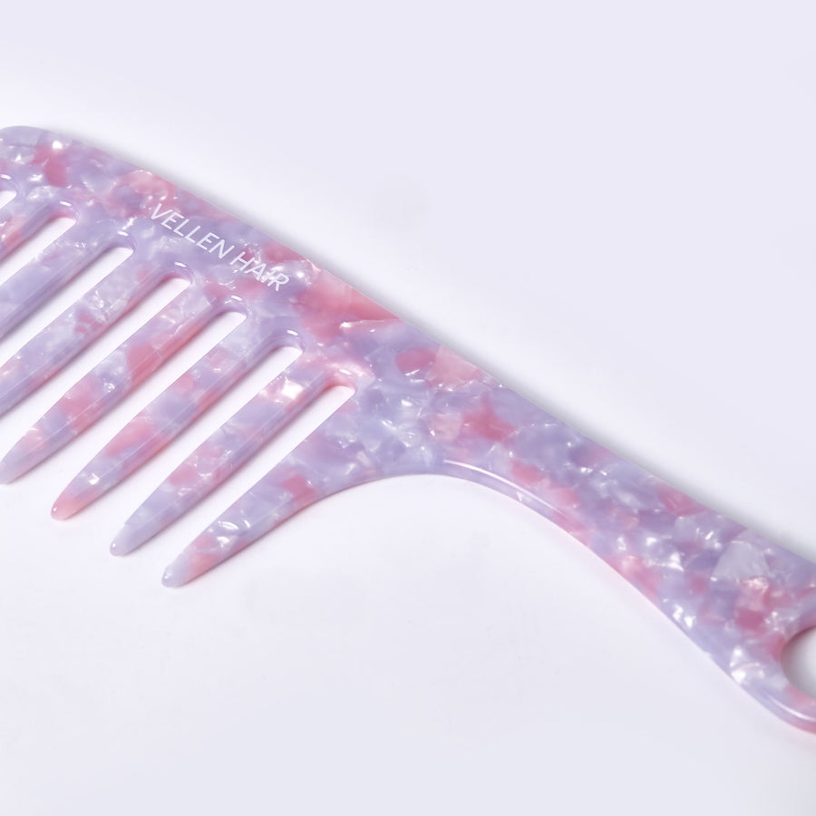 Vellen Hair 3-Piece Comb Set | Gentle Detangling in 3 Sizes – Includes Travel Comb & Tortoiseshell Design - Pink