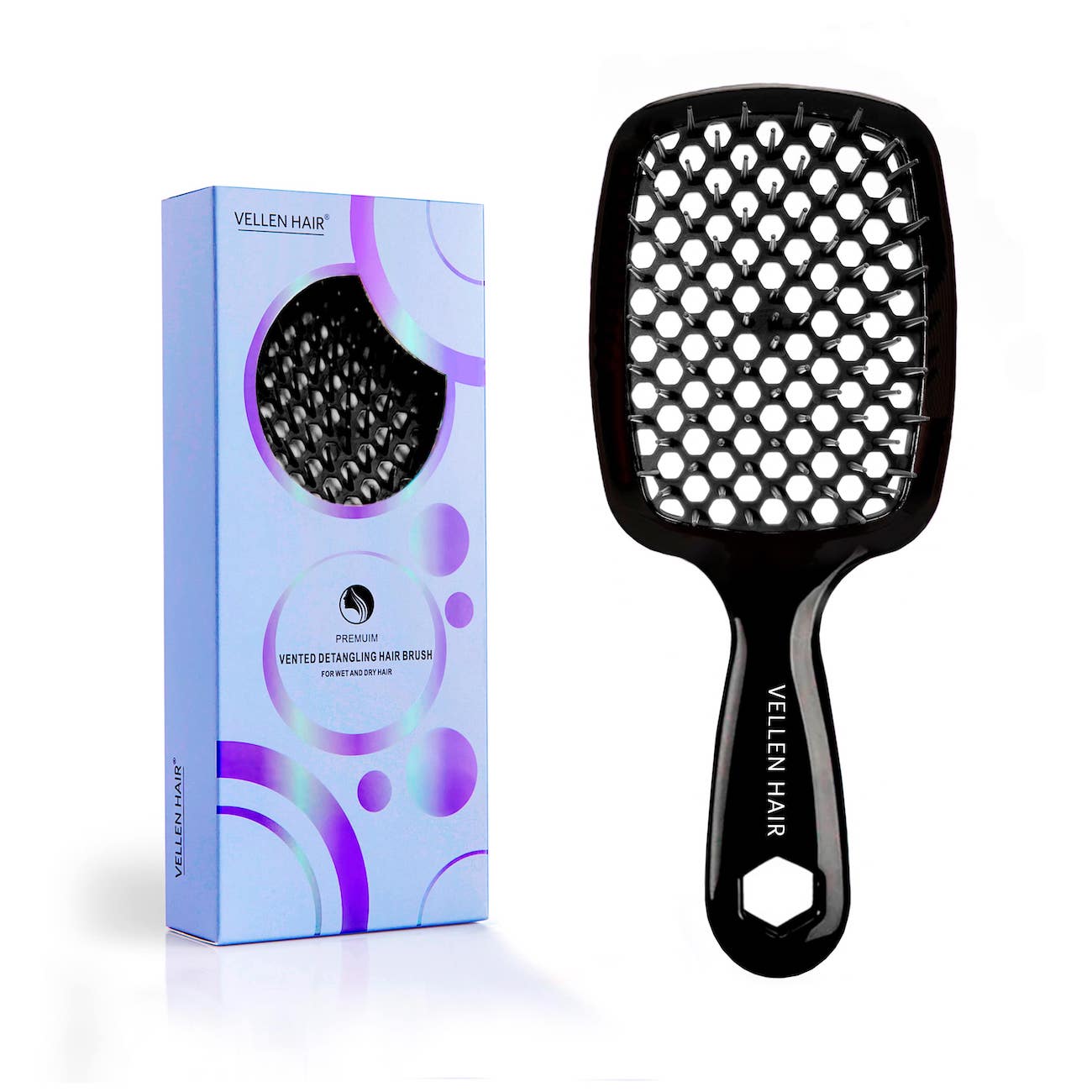 Vellen Hair Detangler Brush for Curly and Straight Hair - Lila