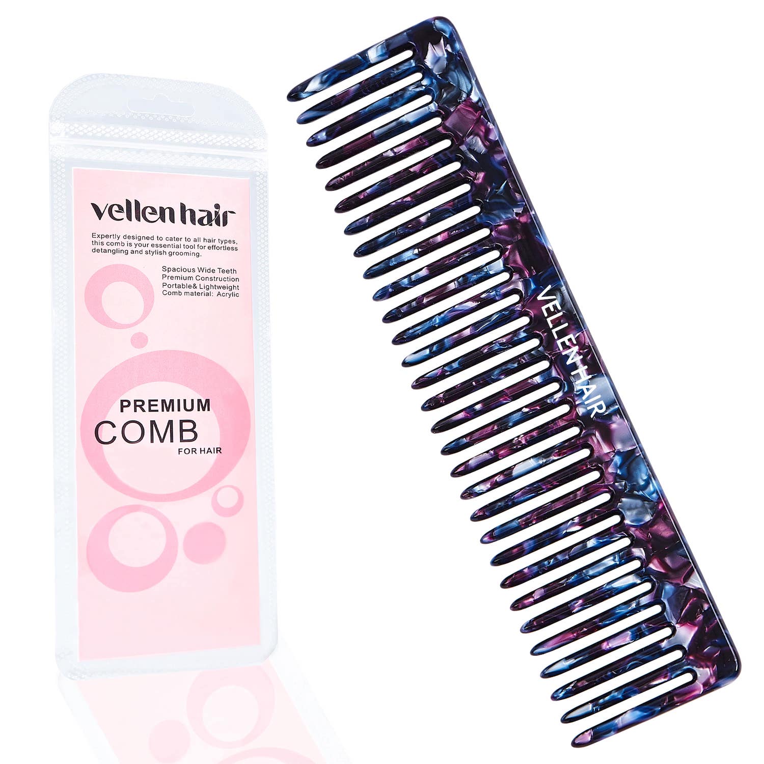 Vellen Hair 5.9-Inch Cellulose Acetate Wide-Tooth Comb – The Ultimate Detangling Solution for Smooth, Healthy Hair