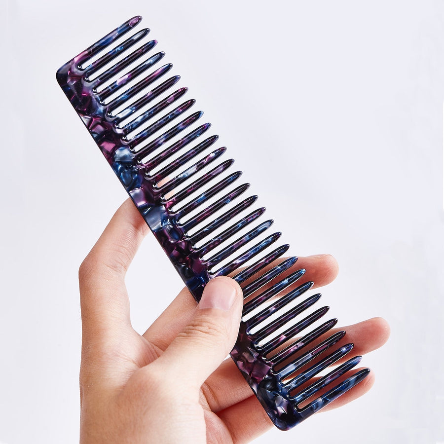 Vellen Hair 5.9-Inch Cellulose Acetate Wide-Tooth Comb – The Ultimate Detangling Solution for Smooth, Healthy Hair - Black