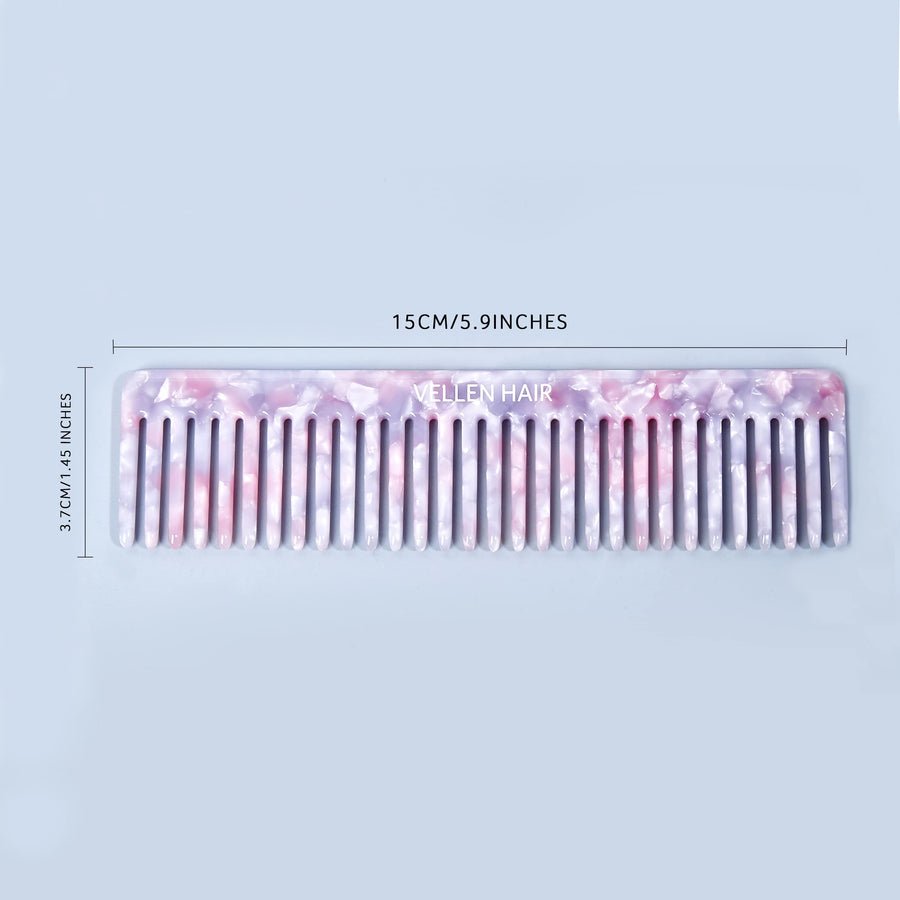 Vellen Hair 3-Piece Comb Set | Gentle Detangling in 3 Sizes – Includes Travel Comb & Tortoiseshell Design - Pink