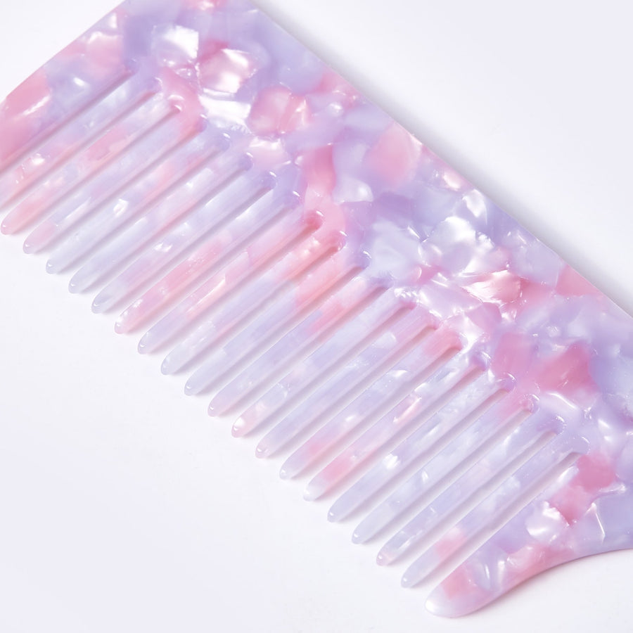 Vellen Hair 3-Piece Comb Set | Gentle Detangling in 3 Sizes – Includes Travel Comb & Tortoiseshell Design - Pink