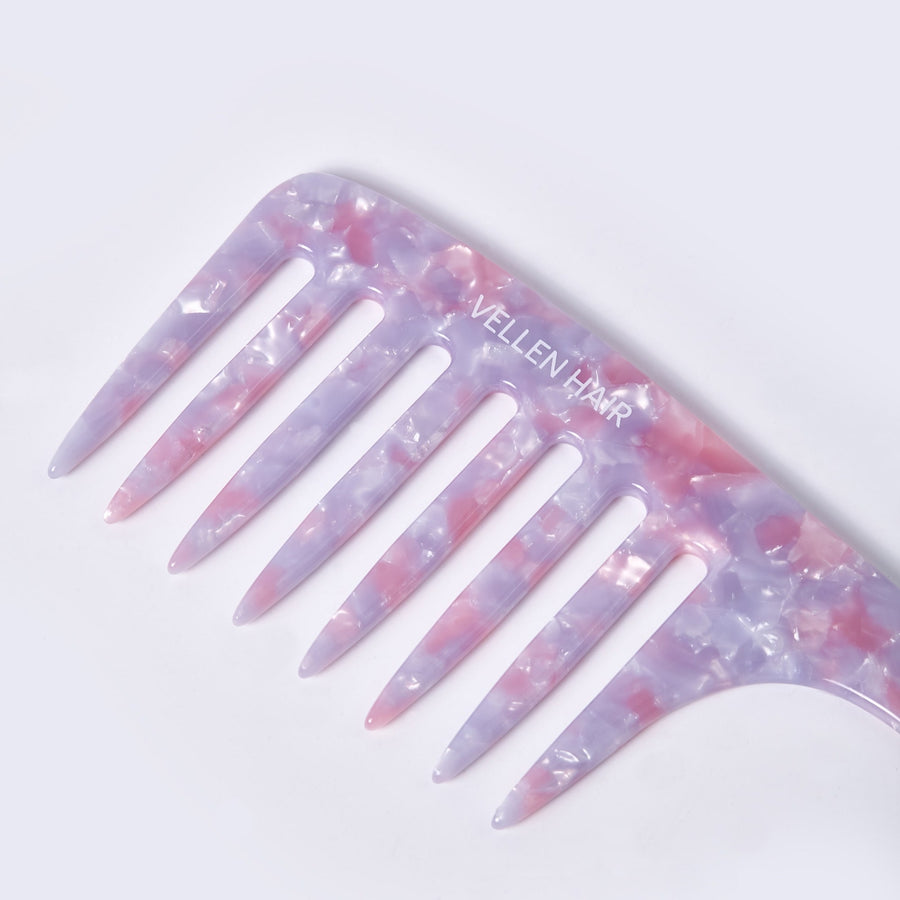 Vellen Hair VH-708 7.5-Inch Cellulose Acetate Wide-Tooth Comb – The Ultimate Detangling Solution for Smooth, Healthy Hair - Pink