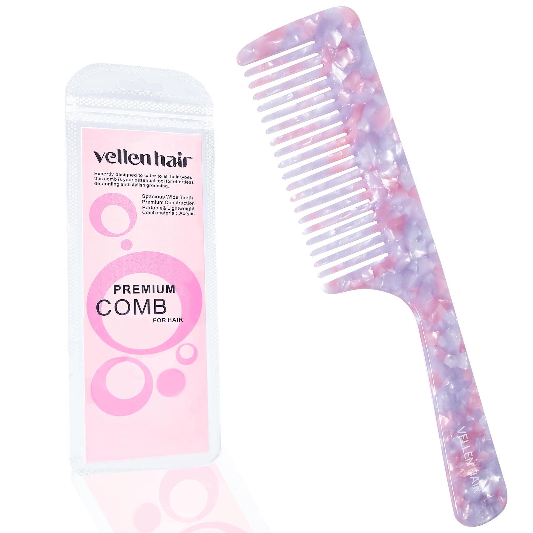 Vellen Hair 8.3-Inch Cellulose Acetate Wide-Tooth Comb – The Ultimate Detangling Solution for Smooth, Healthy Hair