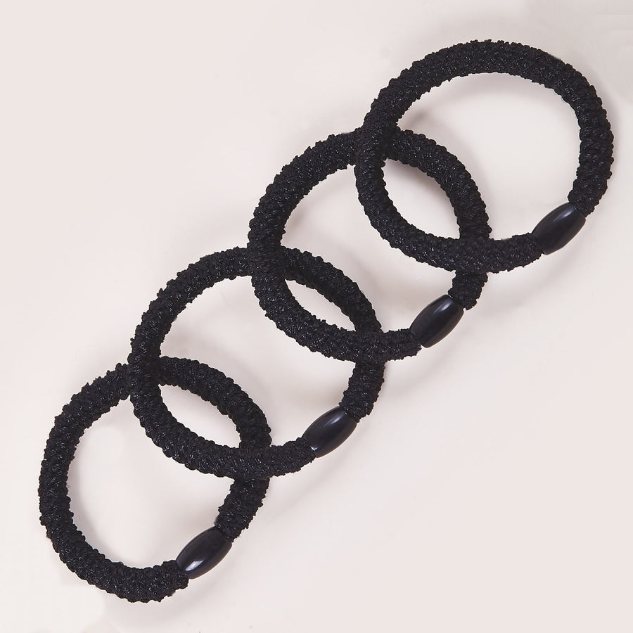 Durable & Stylish Elastic Hair Bands – 4-Pack - Black