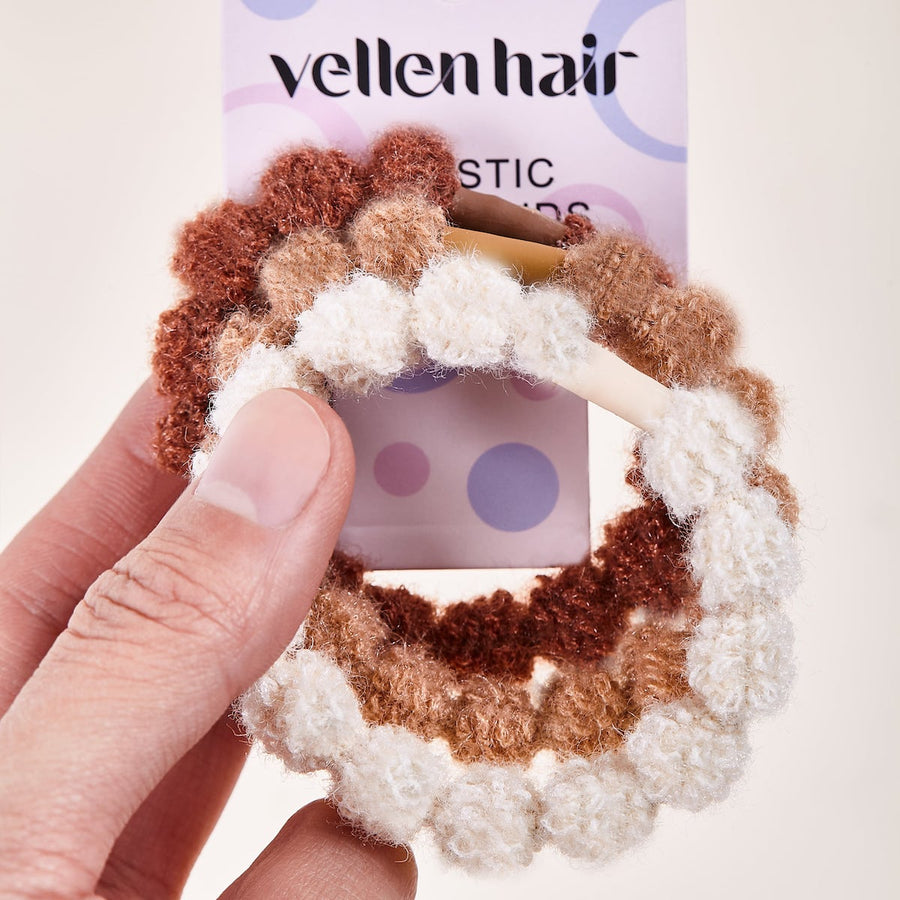 Durable & Stylish Elastic Hair Bands – 3-Pack - Plush - Cream/Brown
