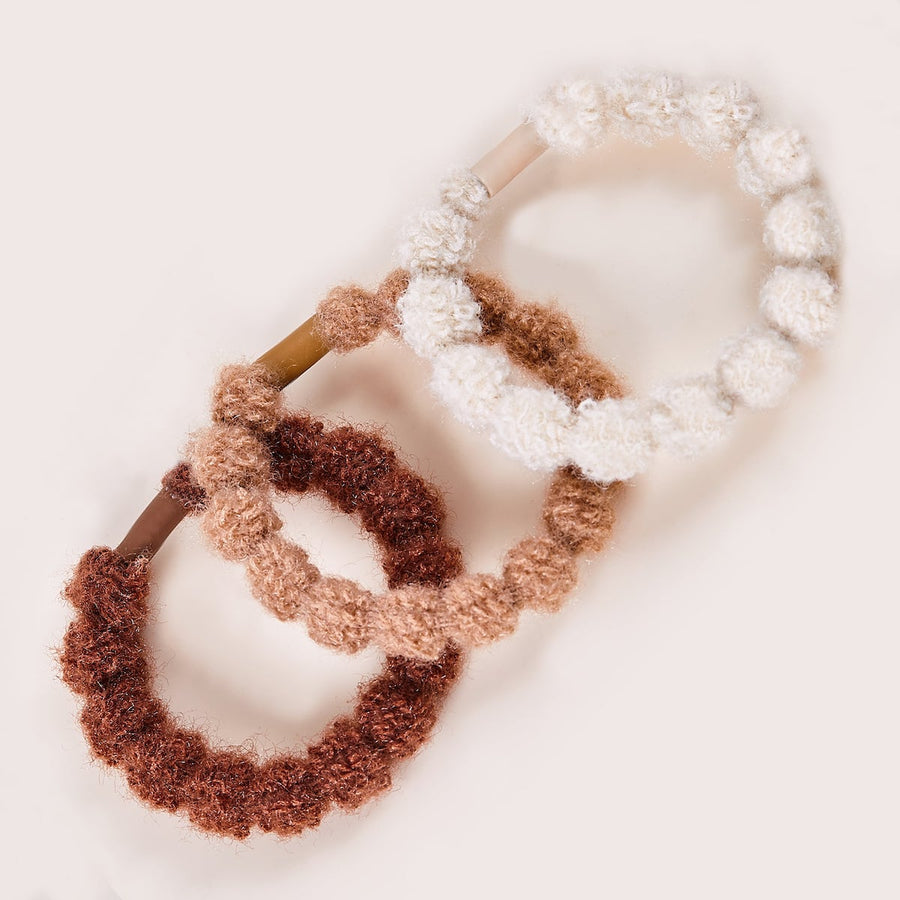 Durable & Stylish Elastic Hair Bands – 3-Pack - Plush - Cream/Brown