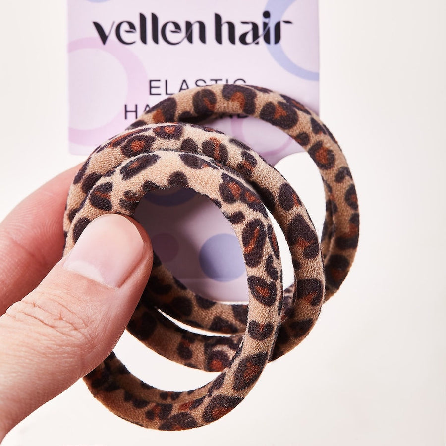 Durable & Stylish Elastic Hair Bands – 3-Pack - Leopard - Brown