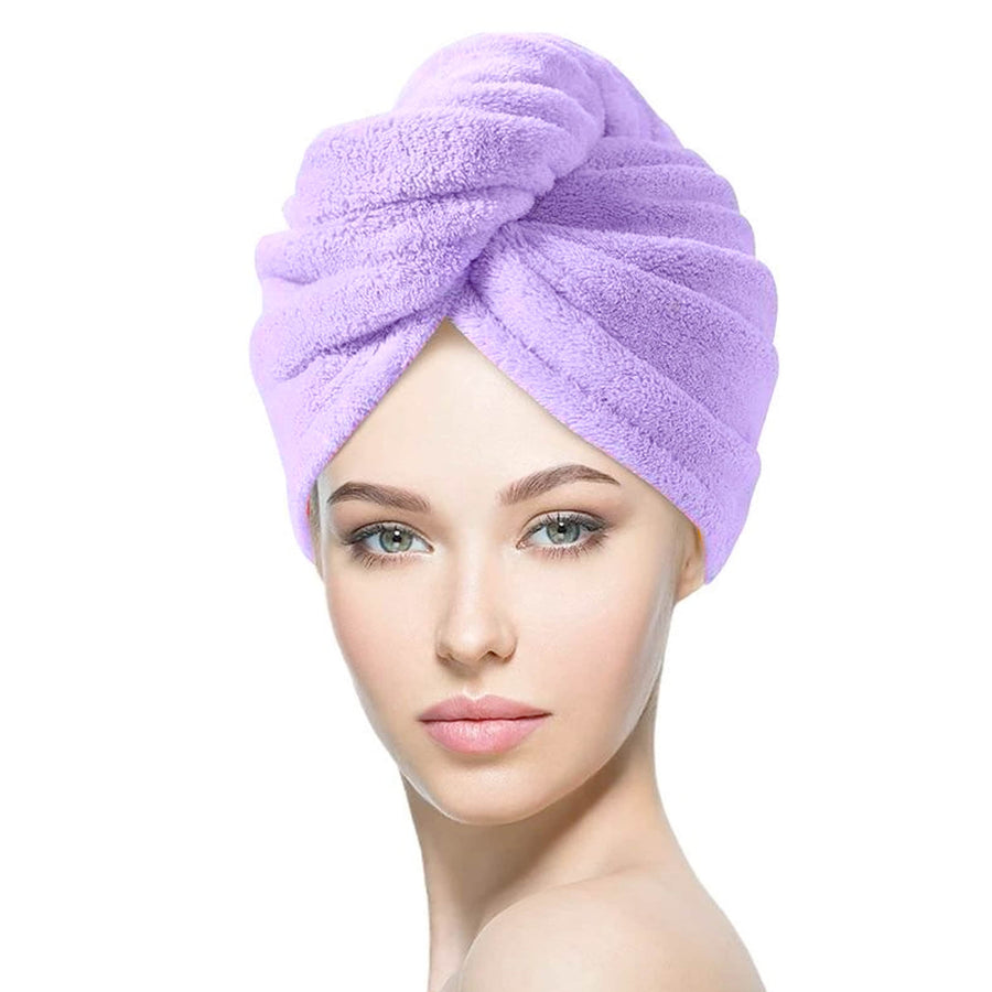 Microfiber Hair Turban (3-Pack) – Super Absorbent Hair Towels for Quick Drying, Anti-Frizz, and Gentle Care - Purple/Blue/Peach