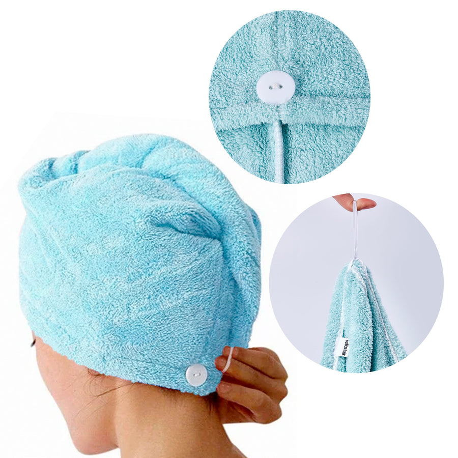 Microfiber Hair Turban (3-Pack) – Super Absorbent Hair Towels for Quick Drying, Anti-Frizz, and Gentle Care - Purple/Blue/Peach