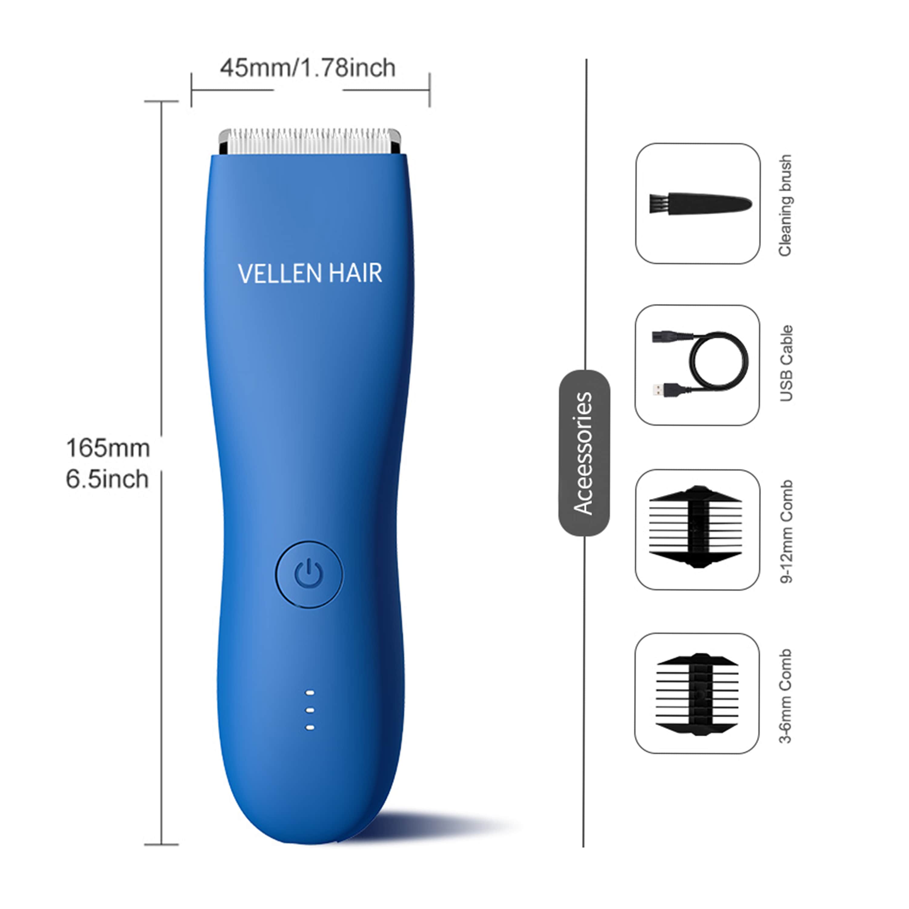 Vellen Hair Precision Body Trimmer – Waterproof, Rechargeable, and Gentle on Skin