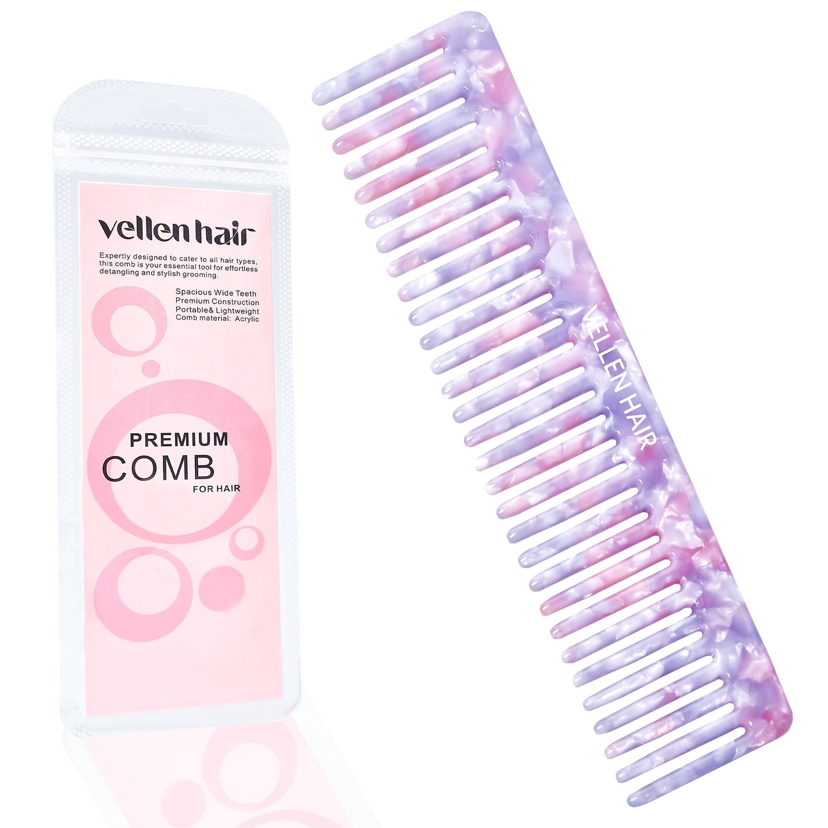 Vellen Hair 5.9-Inch Cellulose Acetate Wide-Tooth Comb – The Ultimate Detangling Solution for Smooth, Healthy Hair