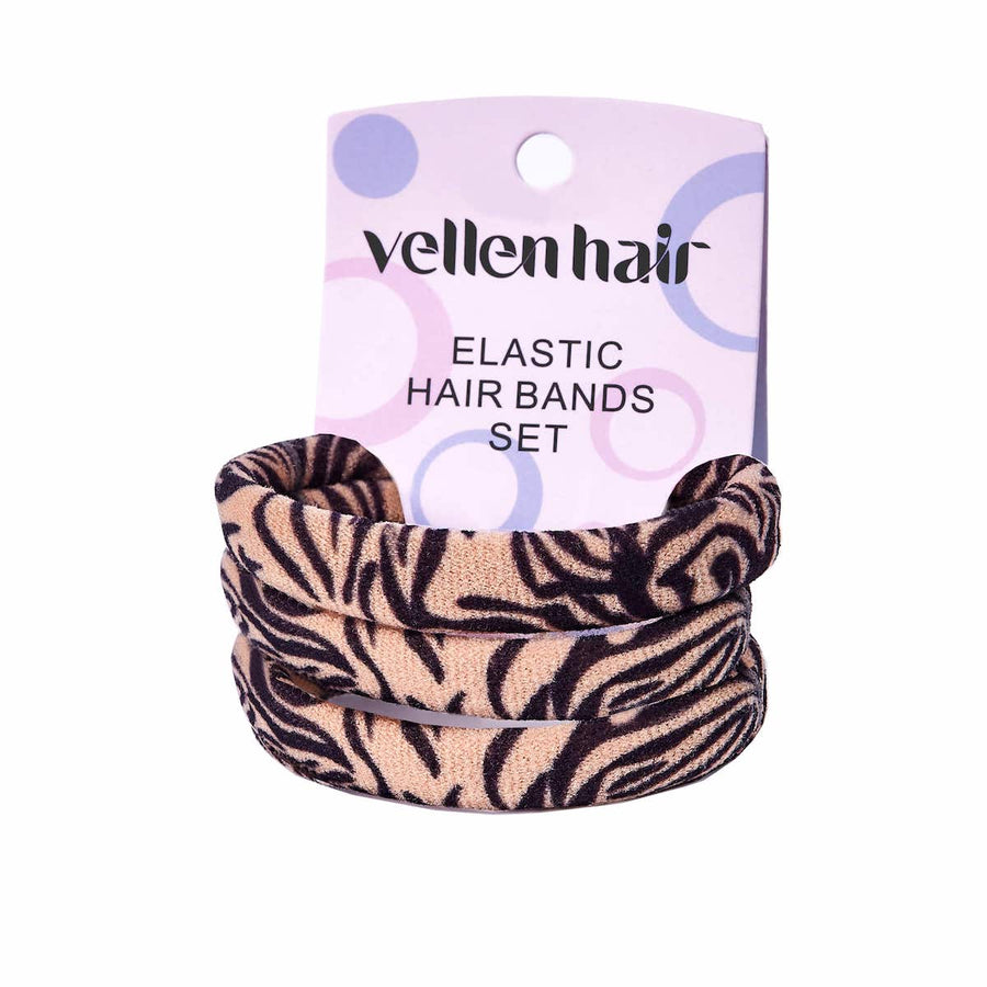 Durable & Stylish Elastic Hair Bands – 3-Pack - Zebra - Beige/Black