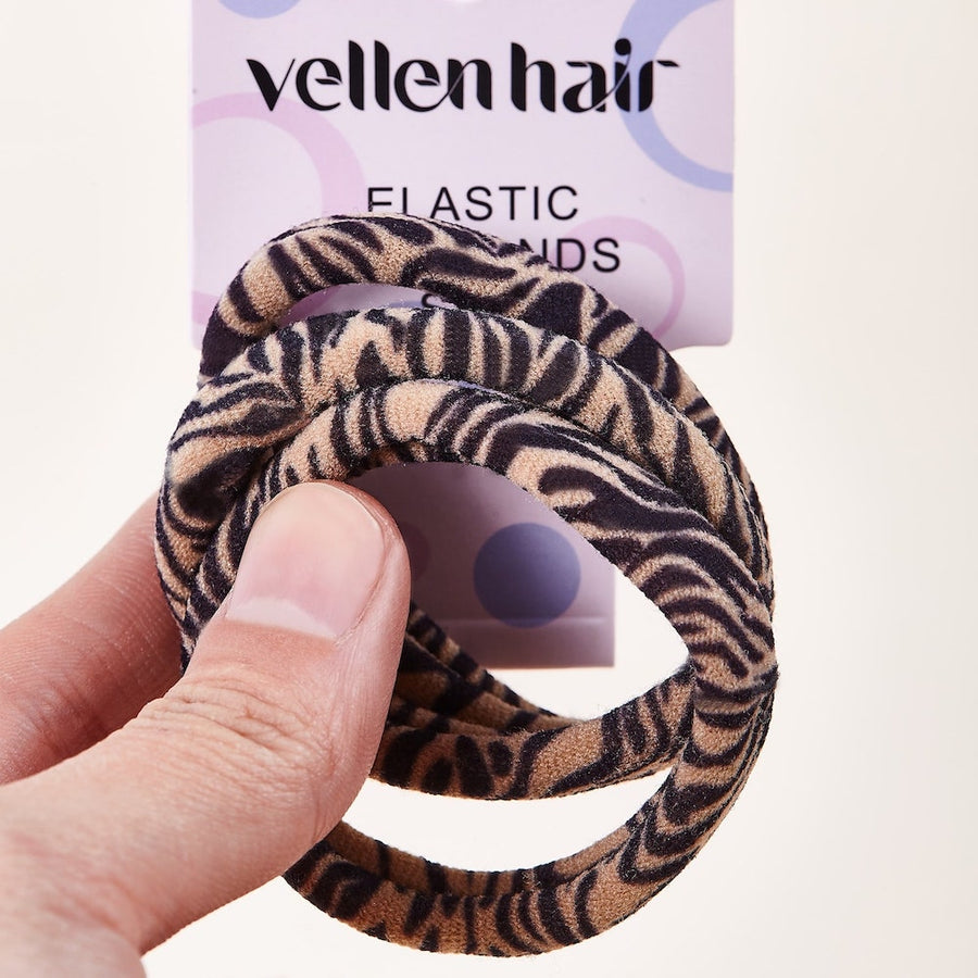 Durable & Stylish Elastic Hair Bands – 3-Pack - Zebra - Beige/Black
