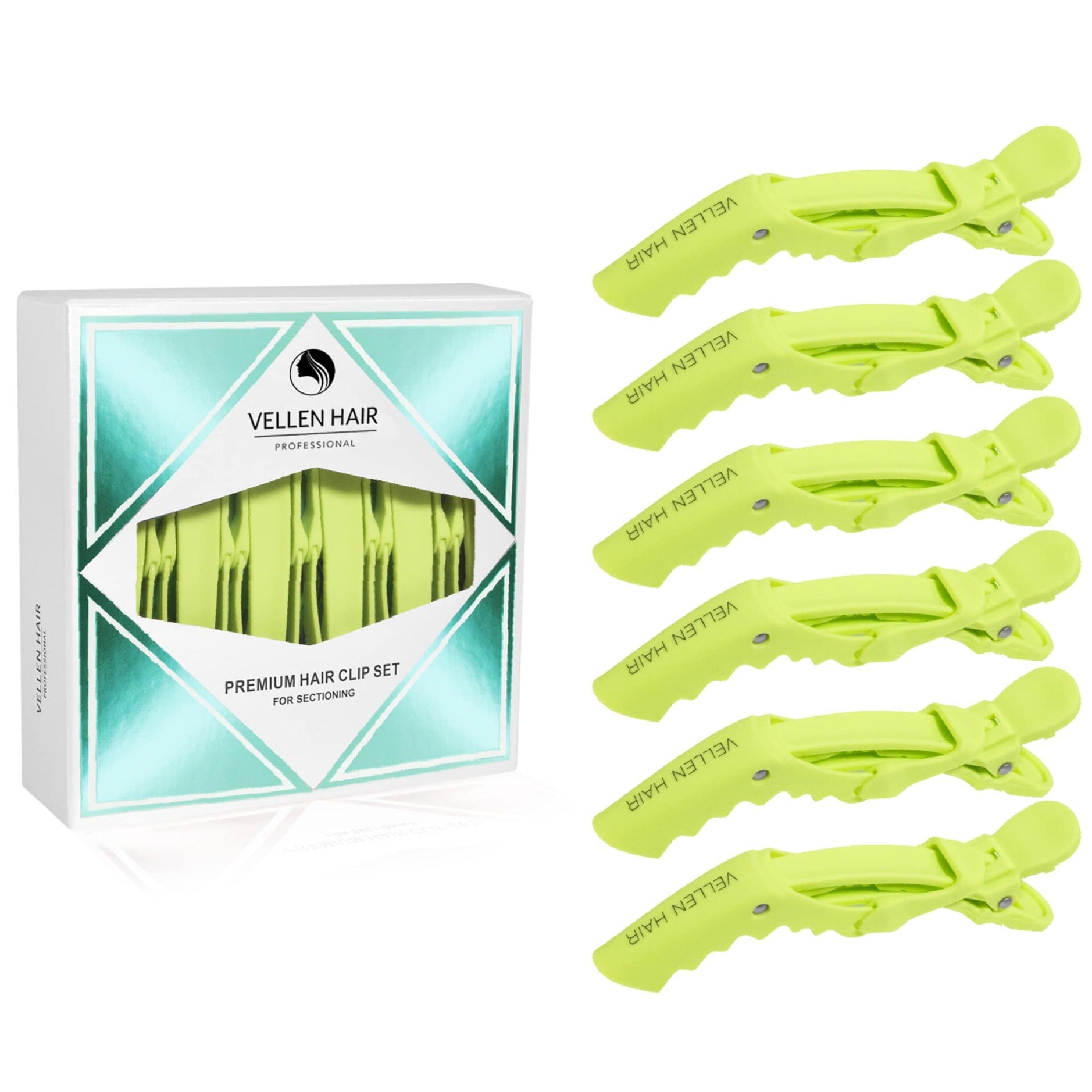 Alligator Hair Clips - 6 Pack - Grass Green