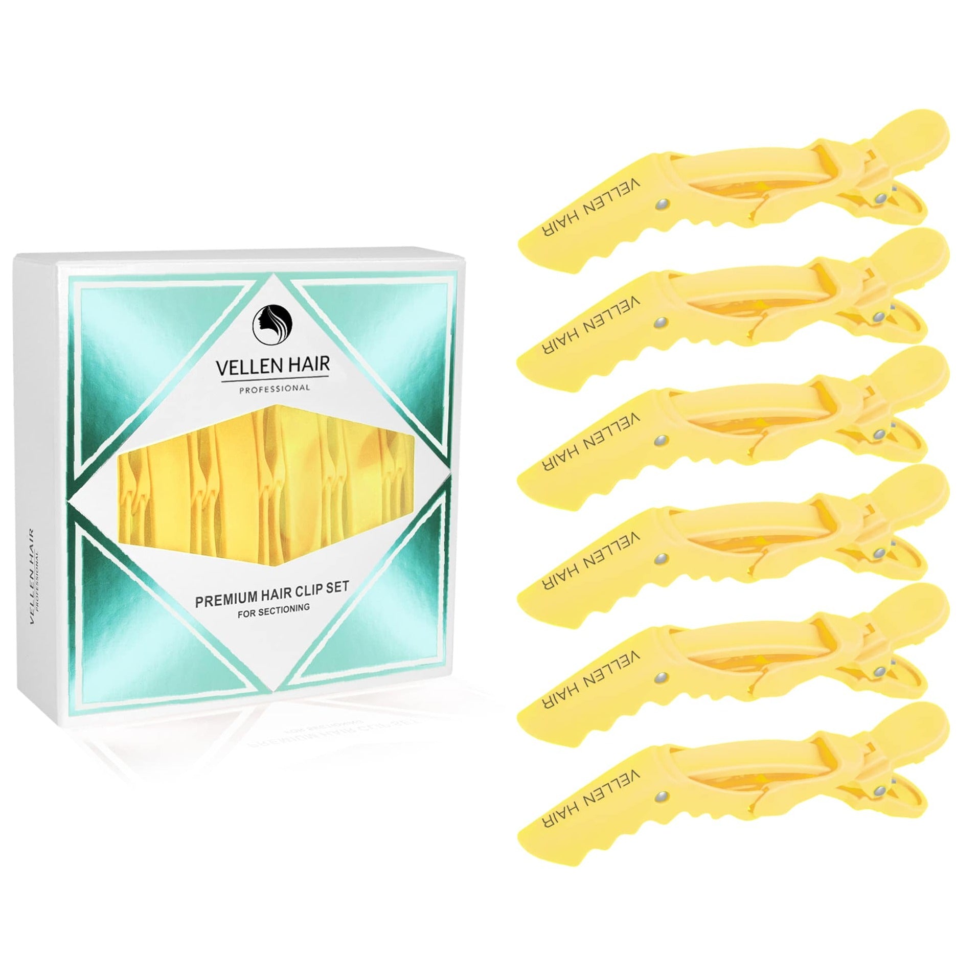 Alligator Hair Clips - 6 Pack - Yellow
