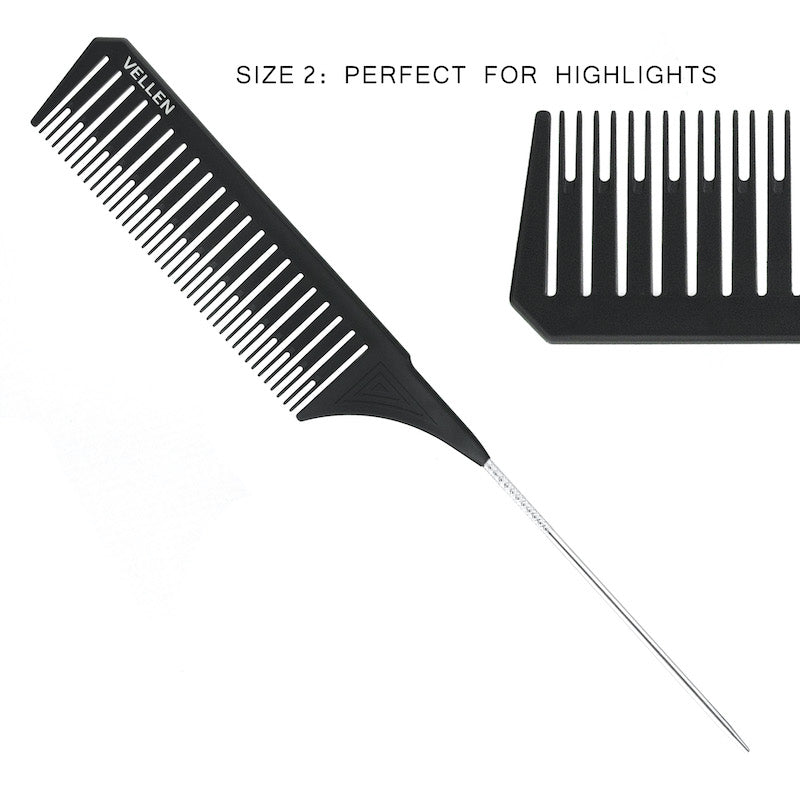 Highlighting Comb Set - 3 Sizes - Black 1 – Vellen-Hair