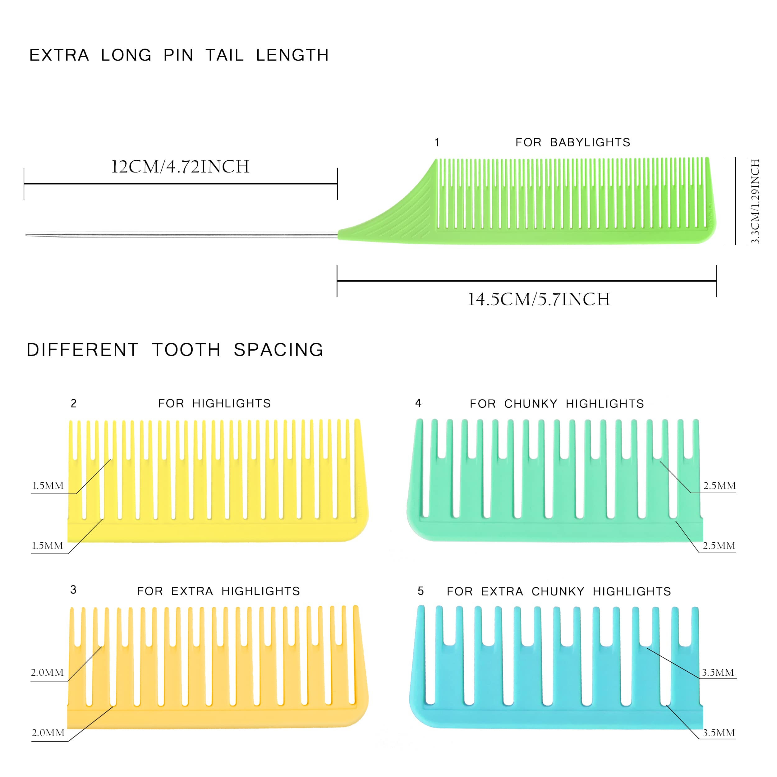 Highlighting Comb Set 1.0 - 5 Sizes - Multic – Vellen-Hair