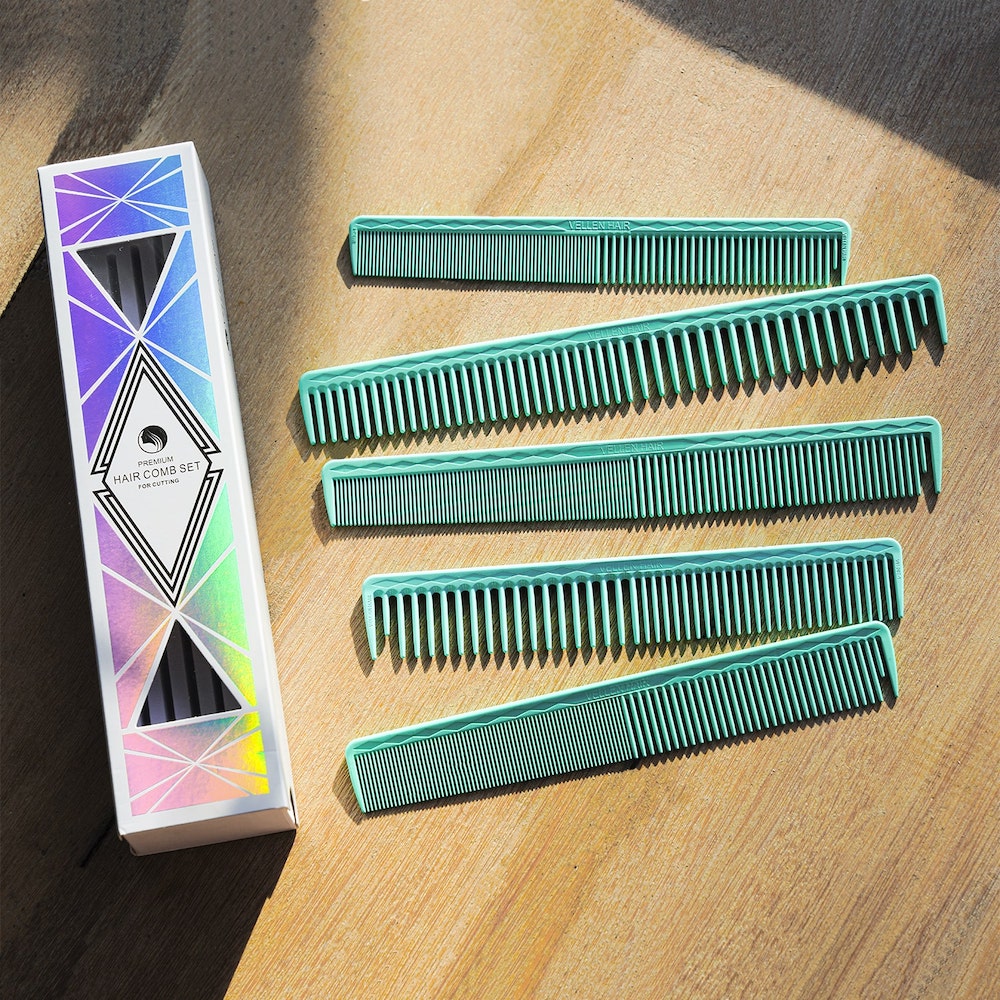 Vellen Hair® Ultimate Cutting Combs 5 Different Sizes - Mint