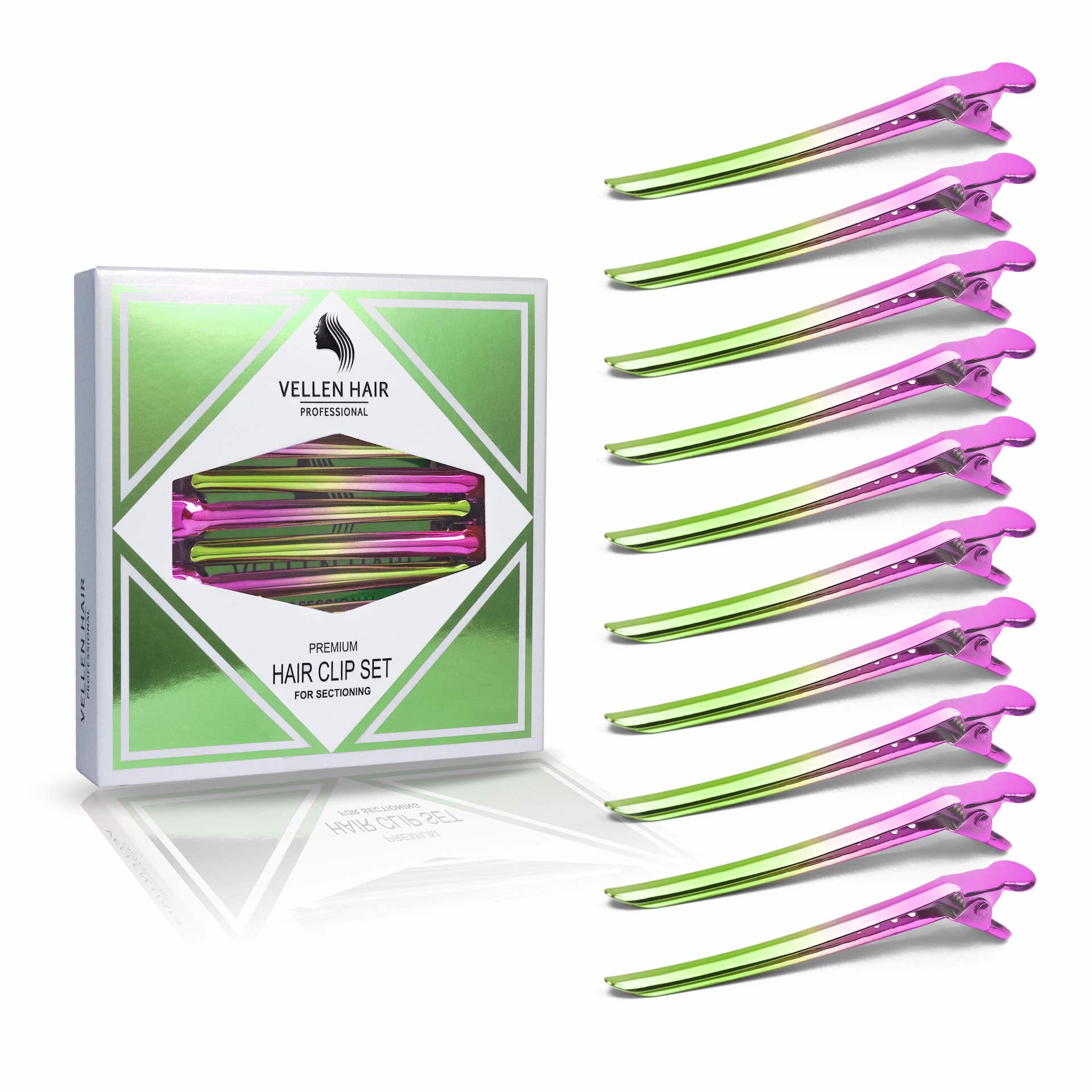 Super Sectioner Clips - 10 Pack - Green/Pink Ombre