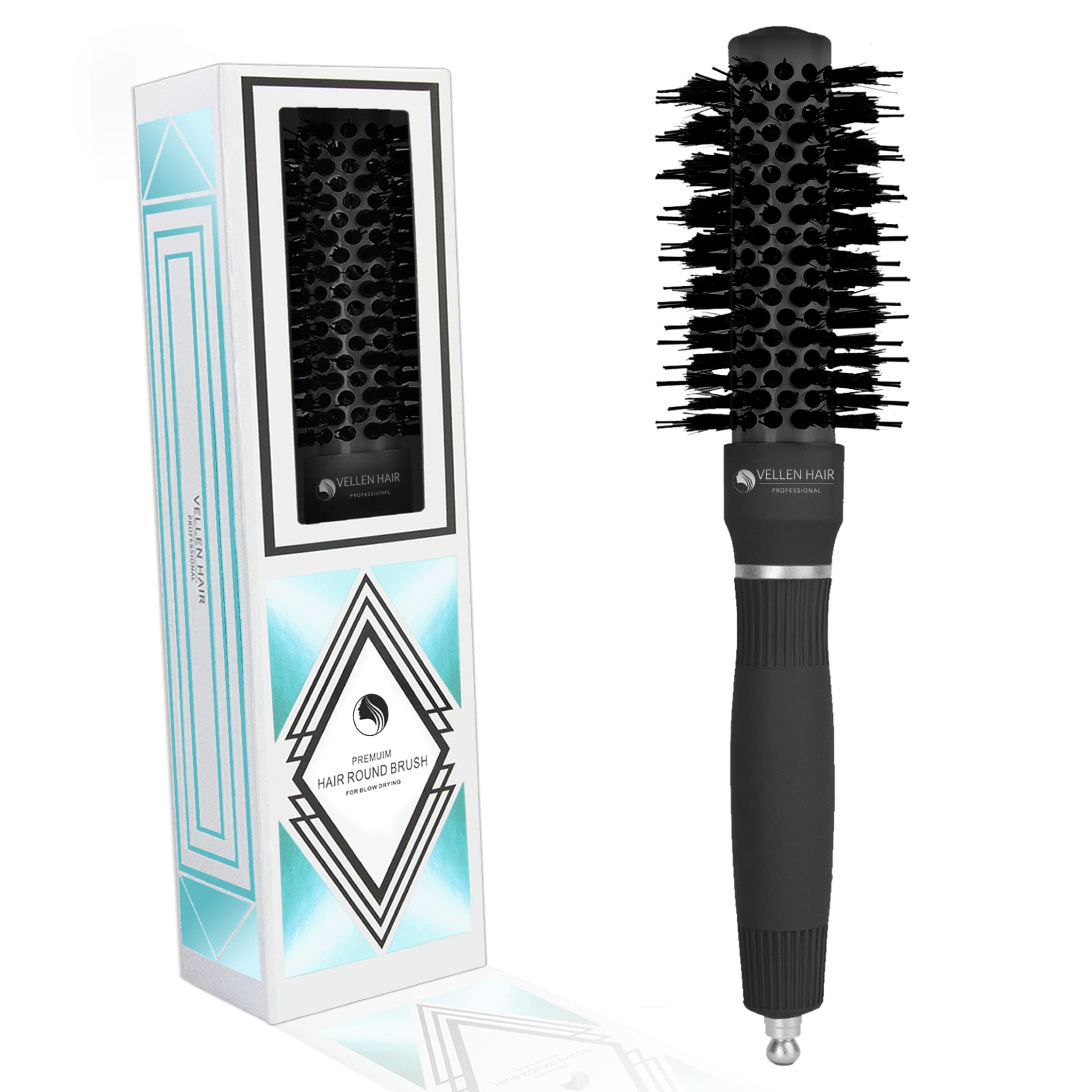 Vellen Hair Ceramic Round Hairbrush 1 inch / 25 mm - Black