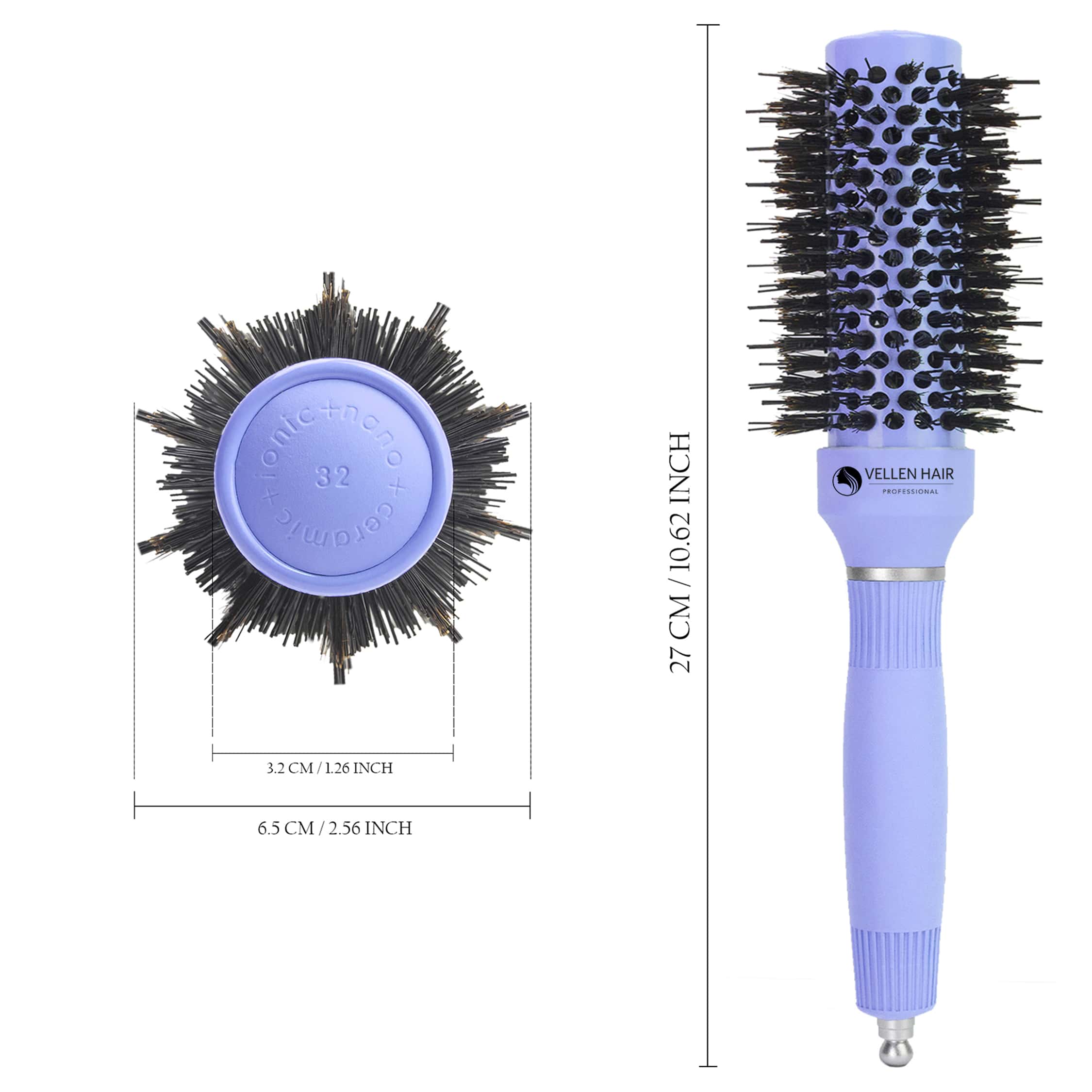 Ceramic/Ionic Round Hairbrush 1.3 inch / 32 mm - Violet