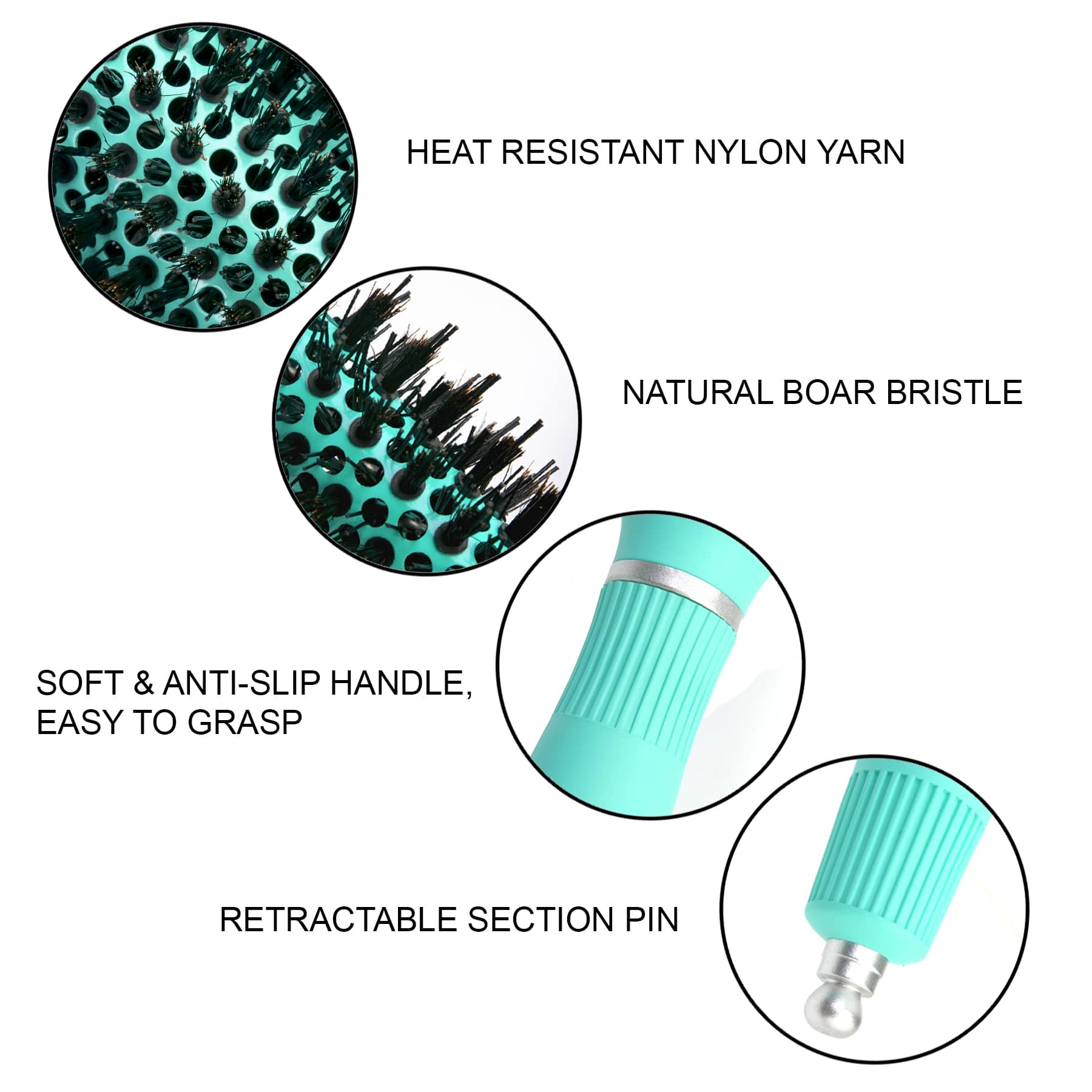 Vellen Hair Ceramic Round Hairbrush 2 inch / 53 mm - Mint