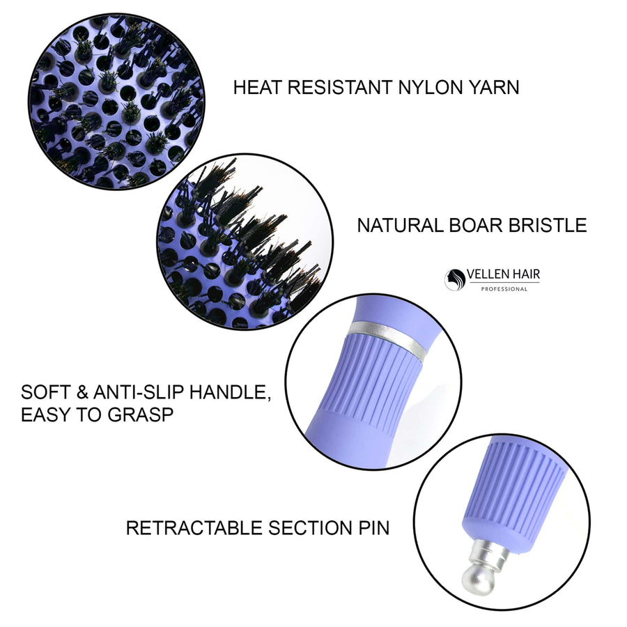 Vellen Hair Ceramic Round Hairbrush 1.3 inch / 32 mm - Violet