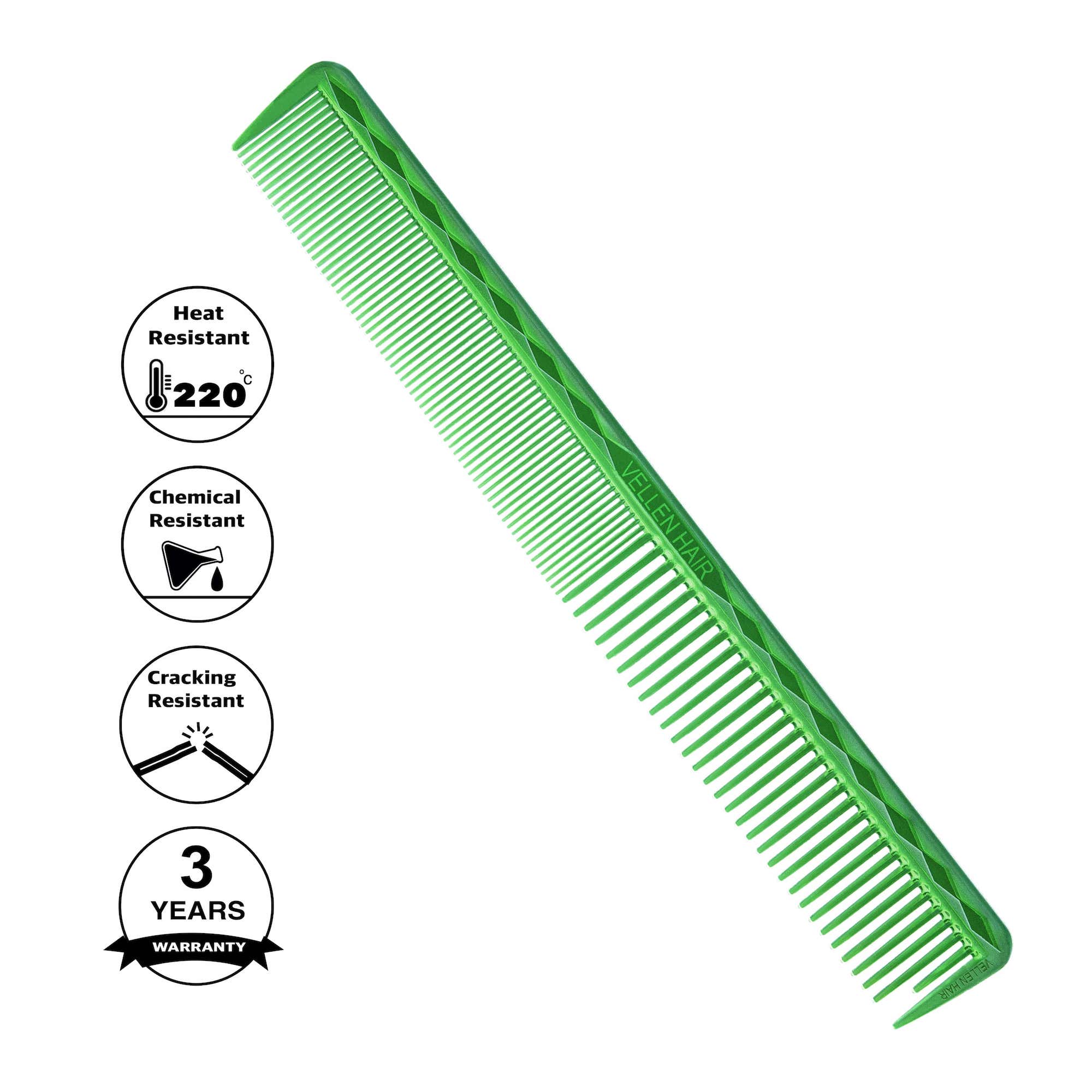 Vellen Hair® Ultimate Cutting Comb - VH202 - 17.8 cm / 7 inch - Green Transparent