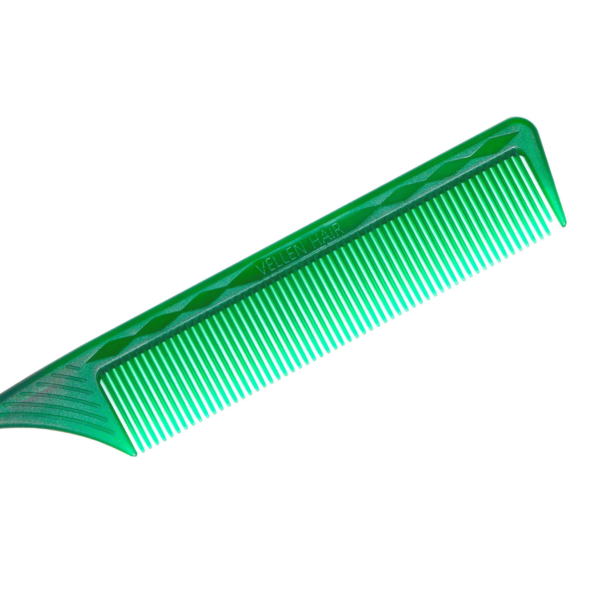 VELLEN HAIR® ULTIMATE PIN TAIL COMBS 3 PACK - GREEN TRANSPARENT
