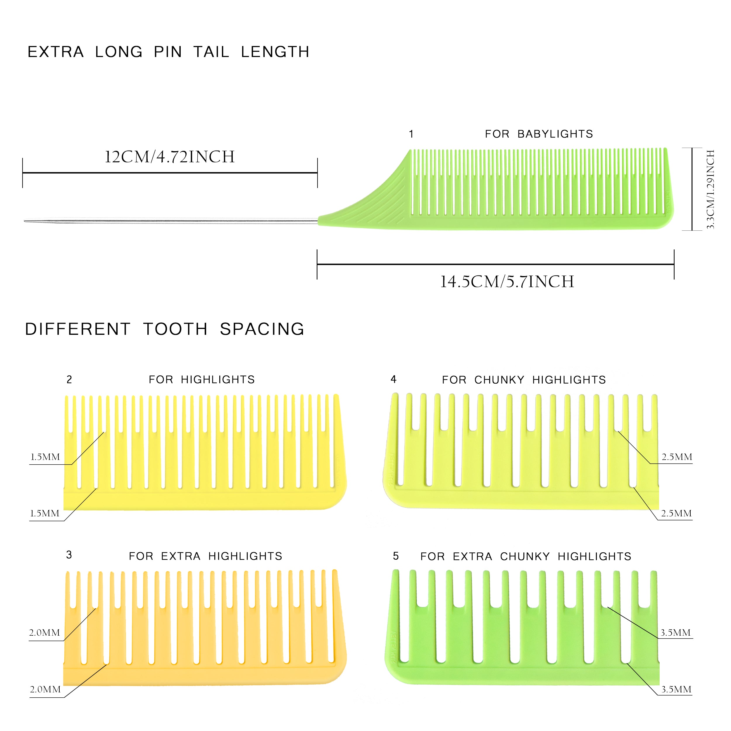 Highlighting Comb Set 1.0 - 2 Sizes - Yellow/Green