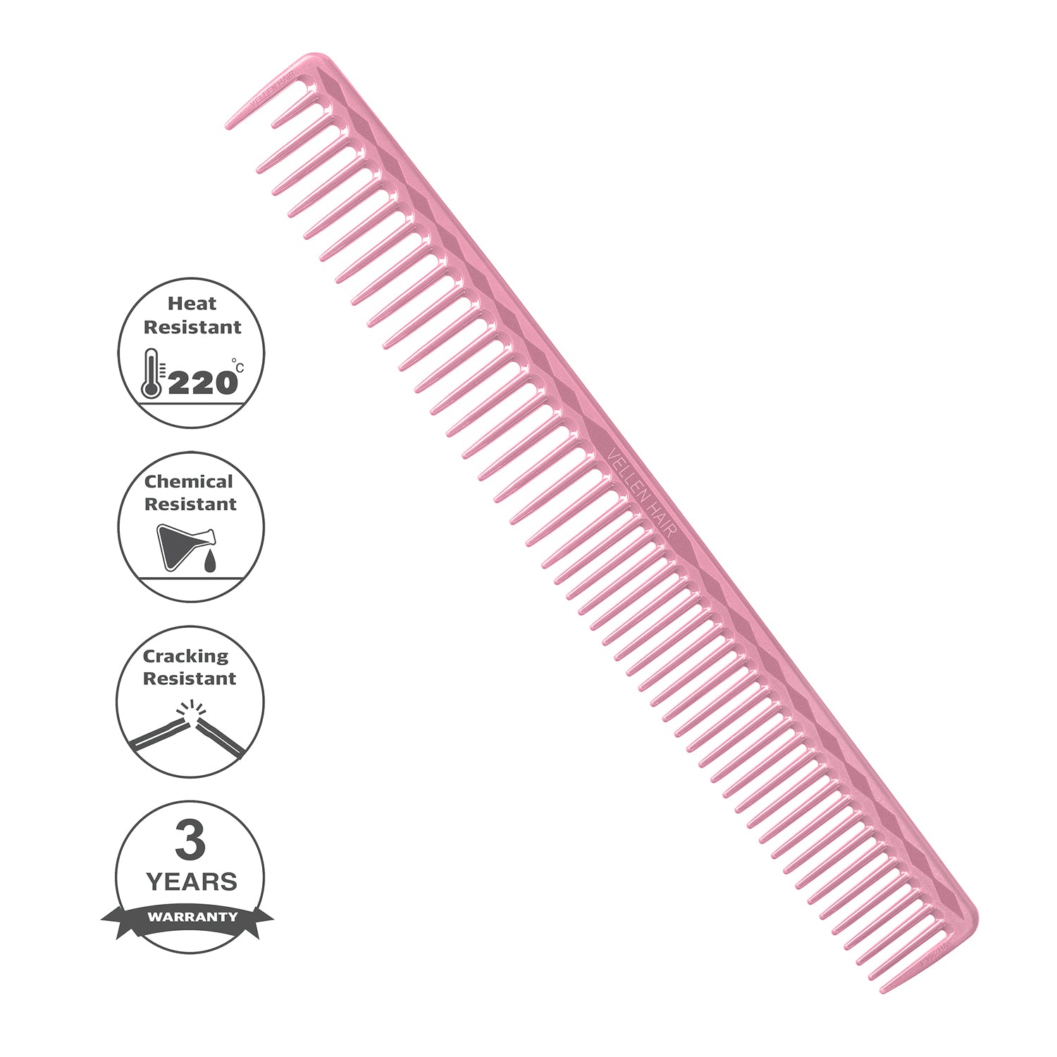 Vellen Hair® Ultimate Cutting Combs 5 Different Sizes - Pink